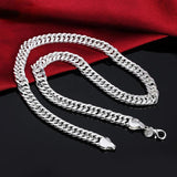 Hip Hop Men 925 Silver Necklace 10MM Sideways Cuban Men Charm Necklace