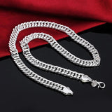 Hip Hop Men 925 Silver Necklace 10MM Sideways Cuban Men Charm Necklace