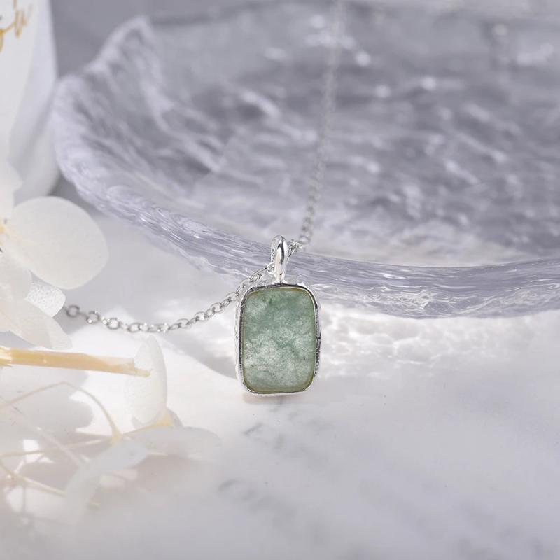 Square Plate Amethyst Rose Quartz Pendant Necklace