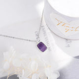 Square Plate Amethyst Rose Quartz Pendant Necklace