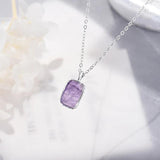 Square Plate Amethyst Rose Quartz Pendant Necklace