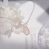 Square Plate Amethyst Rose Quartz Pendant Necklace