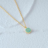 S925 Turquoise Circle Pendant Necklace Sterling Silver