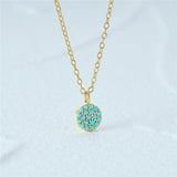 S925 Turquoise Circle Pendant Necklace Sterling Silver