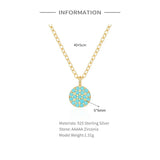 S925 Turquoise Circle Pendant Necklace Sterling Silver