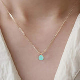 S925 Turquoise Circle Pendant Necklace Sterling Silver