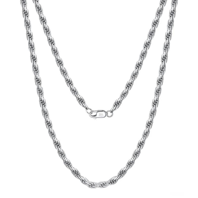 18K Zirconia Cut Rope Chain Necklace 2.0mm