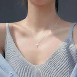 925 Silver Cross Pendant Necklace for Women Wedding