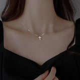 925 Silver Cross Pendant Necklace for Women Wedding