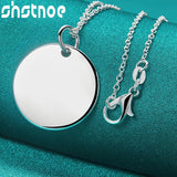 925 Silver Round Label Pendant Necklace For Women Bridal Wedding Jewelry