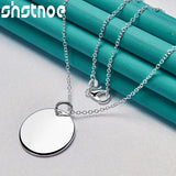 925 Silver Round Label Pendant Necklace For Women Bridal Wedding Jewelry