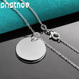 925 Silver Round Label Pendant Necklace For Women Bridal Wedding Jewelry