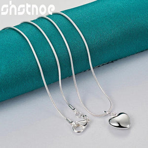 925 Sterling Silver Heart Pendant Necklace with Snake Chain