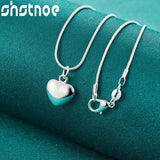 925 Sterling Silver Heart Pendant Necklace with Snake Chain