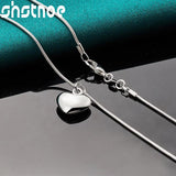 925 Sterling Silver Heart Pendant Necklace with Snake Chain
