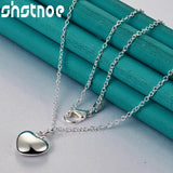 925 Sterling Silver Heart Pendant Necklace with Snake Chain