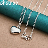 925 Sterling Silver Heart Pendant Necklace with Snake Chain