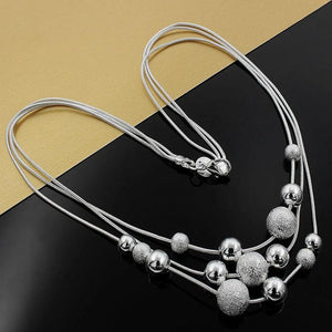 925 Silver Bead Necklace Charm Classic High Wedding Chain