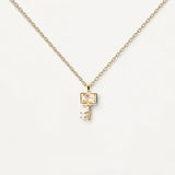 925 Silver Key & Lock Zirconia Pendant Necklace