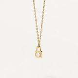 925 Silver Key & Lock Zirconia Pendant Necklace