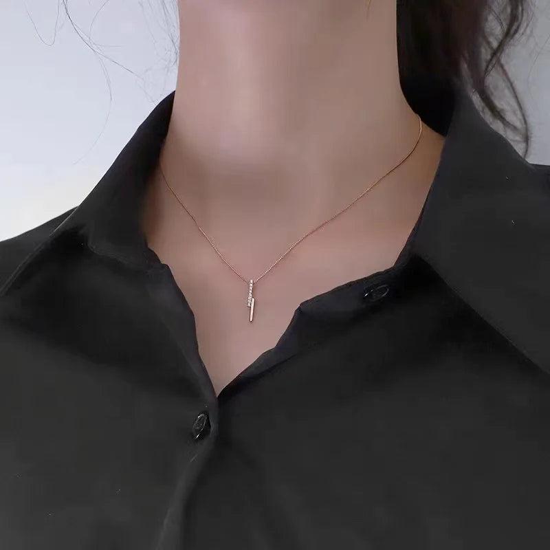 925 Silver Geometric Necklace Choker Charm Jewelry Gift for Ladies