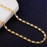 18K Side Chain Necklace 2MM 16-30 Inch for Women Men