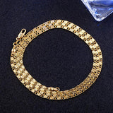 18K Side Chain Necklace 2MM 16-30 Inch for Women Men