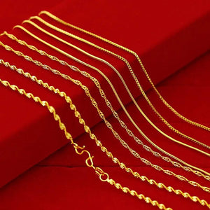 18K Necklace for Women Wedding Statement Jewelry Gift Snake Bone Water Wave Chai