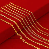 18K Necklace for Women Wedding Statement Jewelry Gift Snake Bone Water Wave Chai