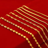 18K Necklace for Women Wedding Statement Jewelry Gift Snake Bone Water Wave Chai