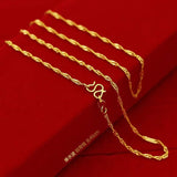 18K Necklace for Women Wedding Statement Jewelry Gift Snake Bone Water Wave Chai