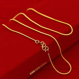 18K Necklace for Women Wedding Statement Jewelry Gift Snake Bone Water Wave Chai