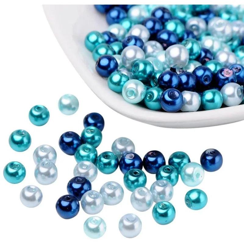 6mm Mixed Pearlized Glass Pearl Beads for Jewelry Making, 200pcs/box