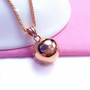Classic 585 Purple Pendant for Women and Plated 14K Rose Ball Bead Necklace