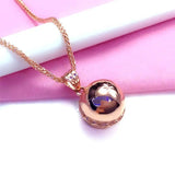 Classic 585 Purple Pendant for Women and Plated 14K Rose Ball Bead Necklace