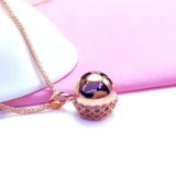 Classic 585 Purple Pendant for Women and Plated 14K Rose Ball Bead Necklace