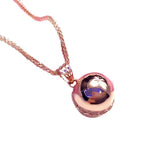 Classic 585 Purple Pendant for Women and Plated 14K Rose Ball Bead Necklace