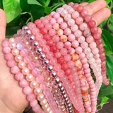 Pink Quartzs Crystal Cat Eye Howlite Jades Pearl Round Loose Beads