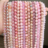 Pink Quartzs Crystal Cat Eye Howlite Jades Pearl Round Loose Beads
