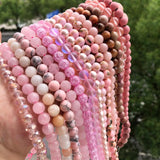 Pink Quartzs Crystal Cat Eye Howlite Jades Pearl Round Loose Beads