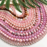 Pink Quartzs Crystal Cat Eye Howlite Jades Pearl Round Loose Beads
