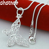 925 Silver Chain Butterfly Pendant Necklace for Women