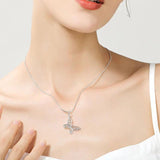 925 Silver Chain Butterfly Pendant Necklace for Women