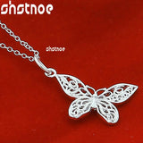 925 Silver Chain Butterfly Pendant Necklace for Women