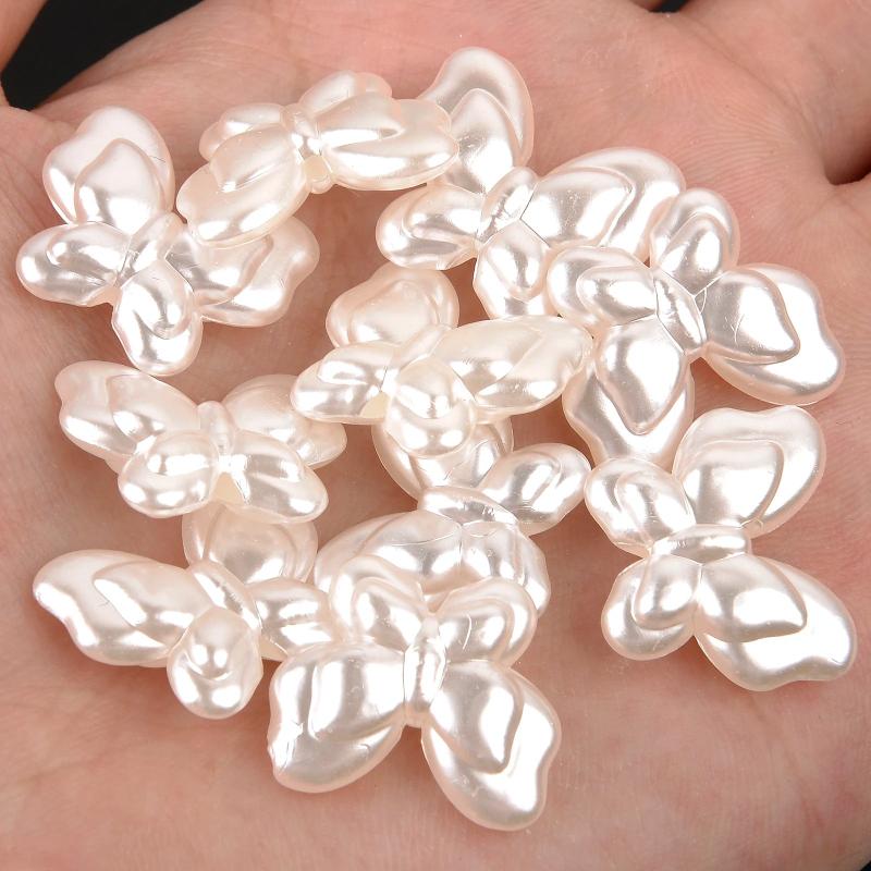20pcs Pearl Beads Bow Shape Spacer Beads for Jewelry Making DIY Charm Bracelet