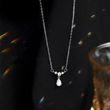 925 Silver Droplet Zircon Pendant Necklace, Feminine Charm Collar Chain