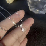 925 Silver Droplet Zircon Pendant Necklace, Feminine Charm Collar Chain