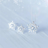 925 Silver Christmas Zircon Snowflake Necklace