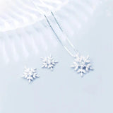 925 Silver Christmas Zircon Snowflake Necklace