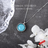Aquamarine Pendant Necklace Amazonite Stone Sterling Silver Chain